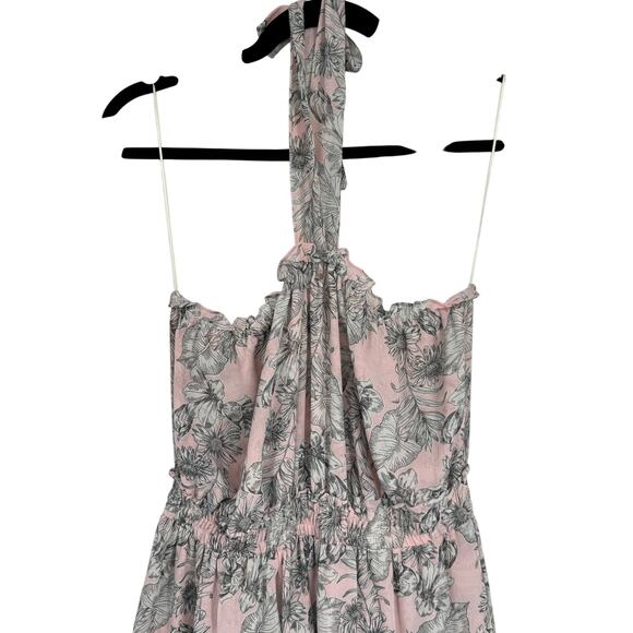 MISA Los Angeles Floral Print Valeria Halter Neck Midi Dress Pink Size Medium - Picture 7 of 12